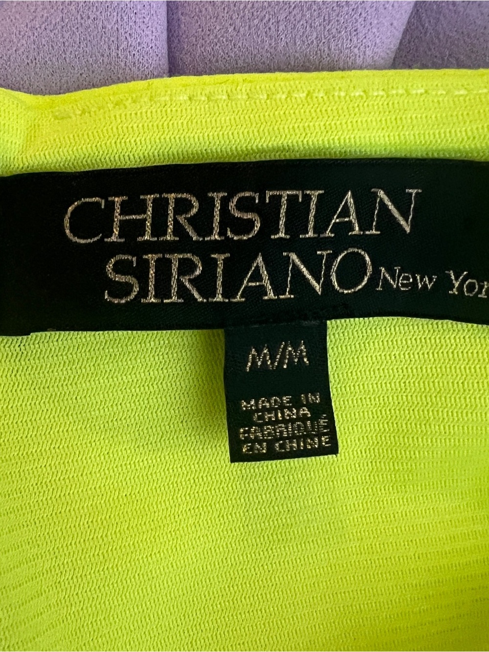 Christian Soriano Colorblock Tie-Detail Sheath Dress Neon Yellow Black, Lilac M - Picture 8 of 11